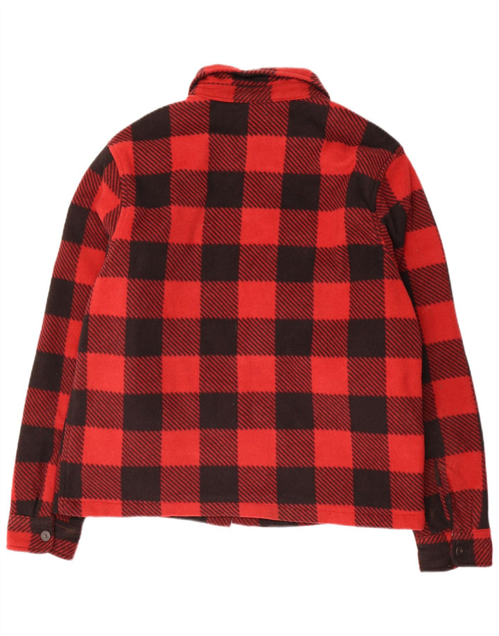 Vintage hombres polar chaqueta bomber EU 50 poliéster a cuadros rojo grande