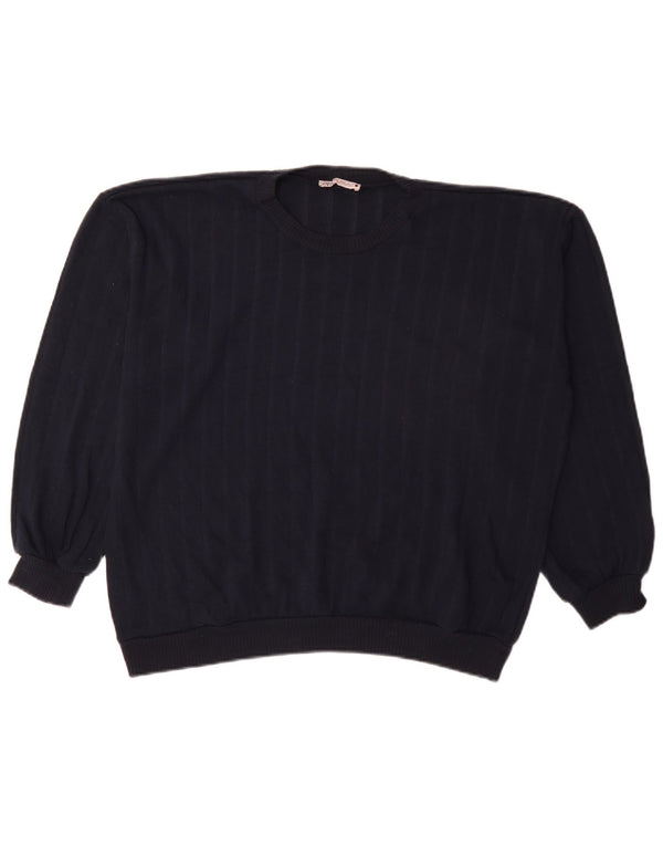 Zara Mujer Cuello Redondo Jersey Jersey UK 10 Small Azul Marino Rayas Pintadas