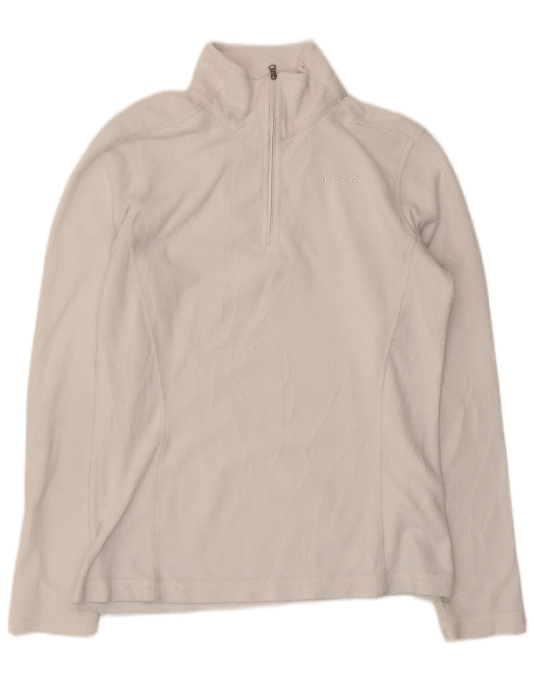 Diadora Jersey de forro polar con cuello y cremallera para mujer UK 40 Mediano Blanco Poliéster