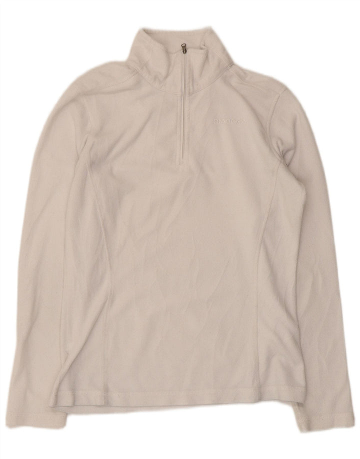 Diadora Jersey de forro polar con cuello y cremallera para mujer UK 40 Mediano Blanco Poliéster
