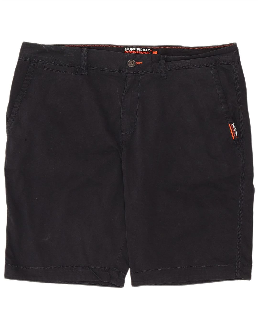 SUPERDRY Pantalones cortos chinos ajustados para hombre W36 Large Black Cotton