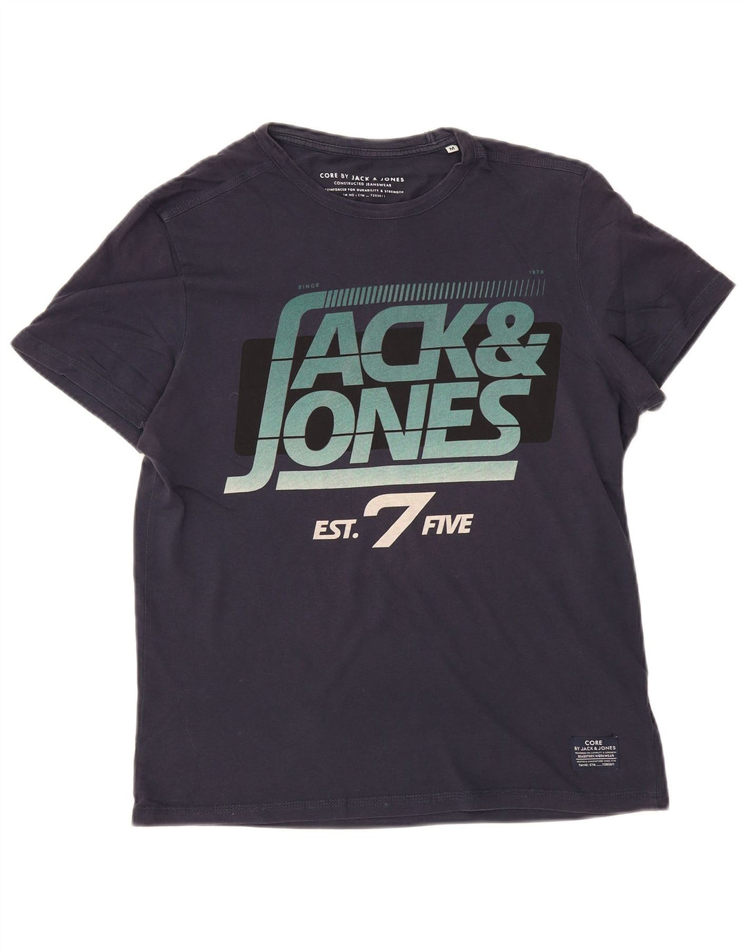 JACK & JONES Hombre Camiseta Gráfica Top Medium Azul Marino Algodón