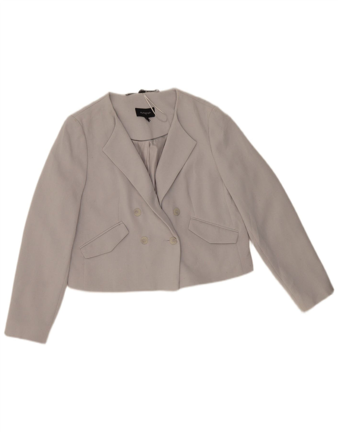 Marks & Spencer Chaqueta tipo blazer corta con doble botonadura para mujer UK 40 Gris medio