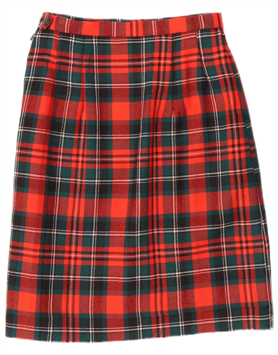 VINTAGE Conjunto de falda de 2 piezas para mujer EU 42 Grande W28 L23 Lana a cuadros rojos