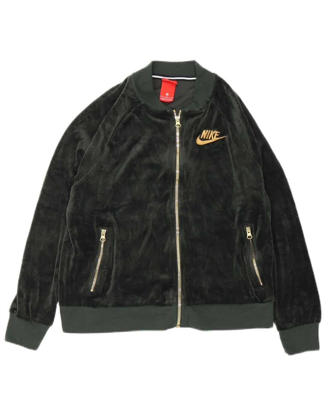 Nike Chaqueta de chándal de terciopelo para mujer UK 40 Poliéster verde medio