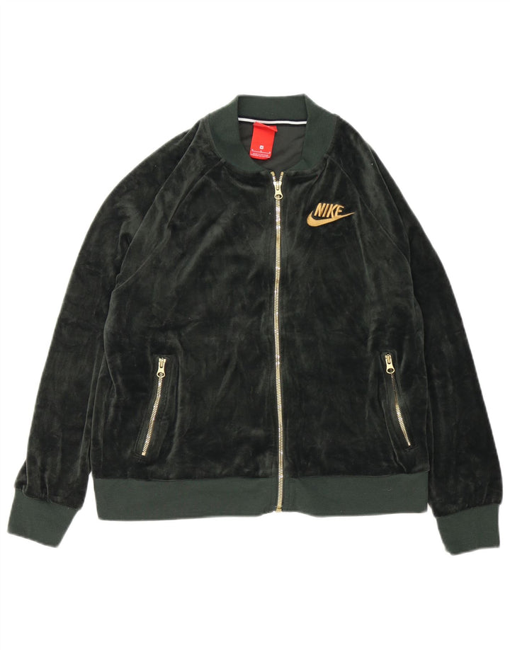 Nike Chaqueta de chándal de terciopelo para mujer UK 40 Poliéster verde medio