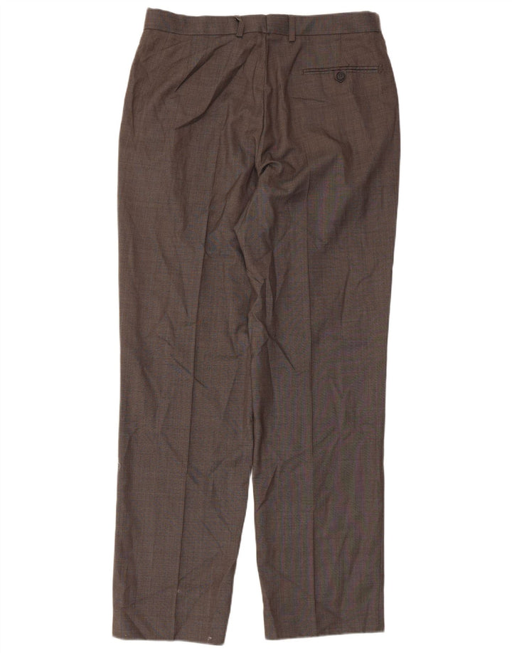 MARKS & SPENCER Pantalón de traje recto para hombre W34 L33 Poliéster gris