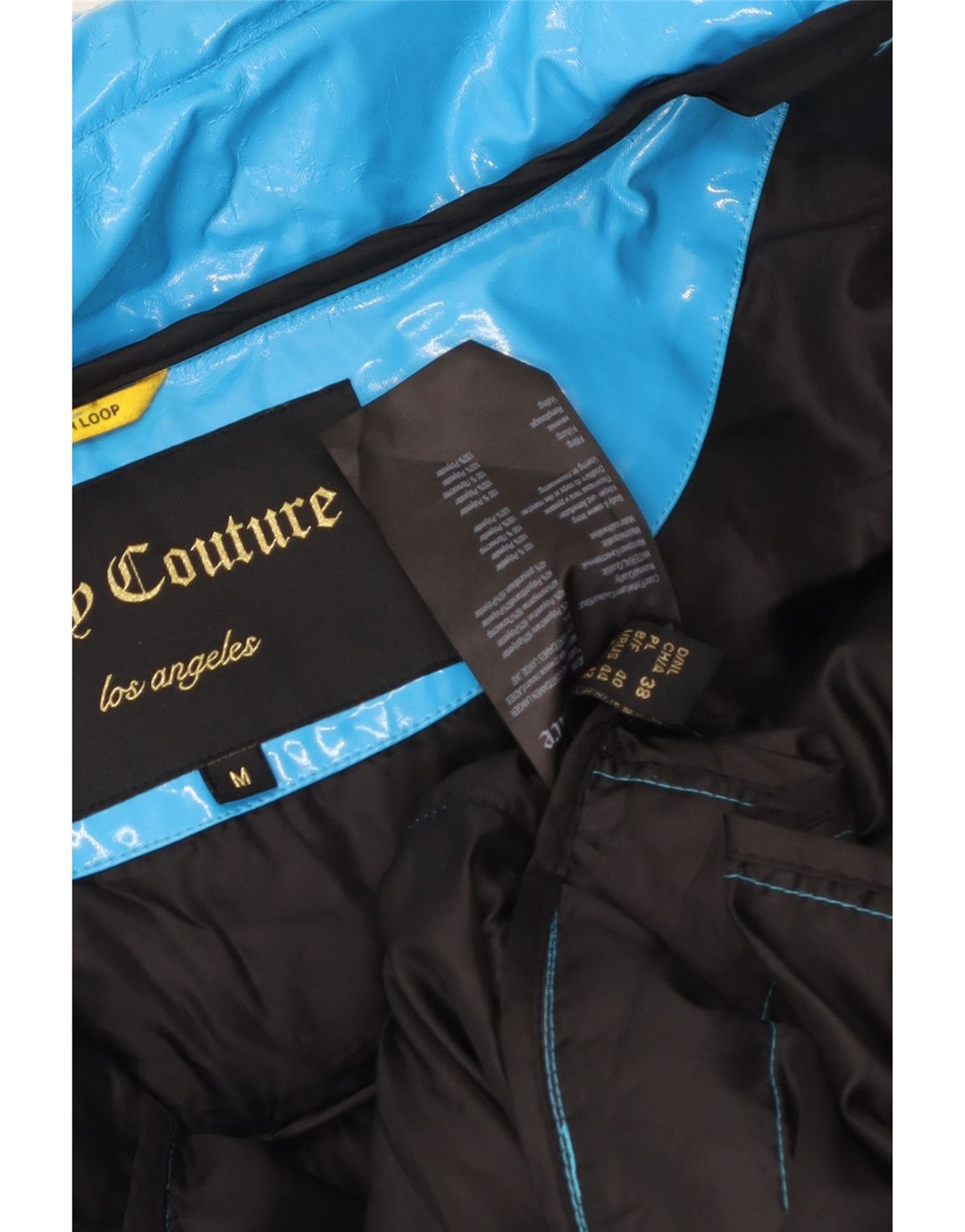 Juicy Couture Abrigo acolchado extragrande para mujer UK 44 Poliuretano azul medio