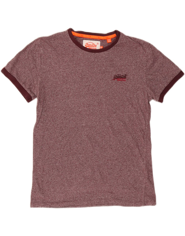 SUPERDRY Camiseta para hombre Top Small de algodón moteado granate
