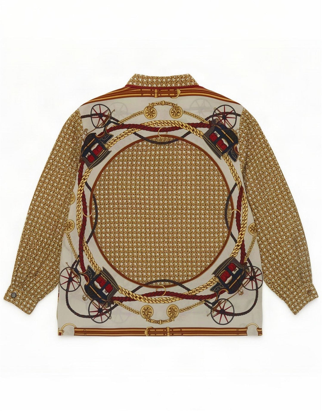 Blusa camisera vintage con estampado abstracto para mujer UK 46 Grande Multicolor