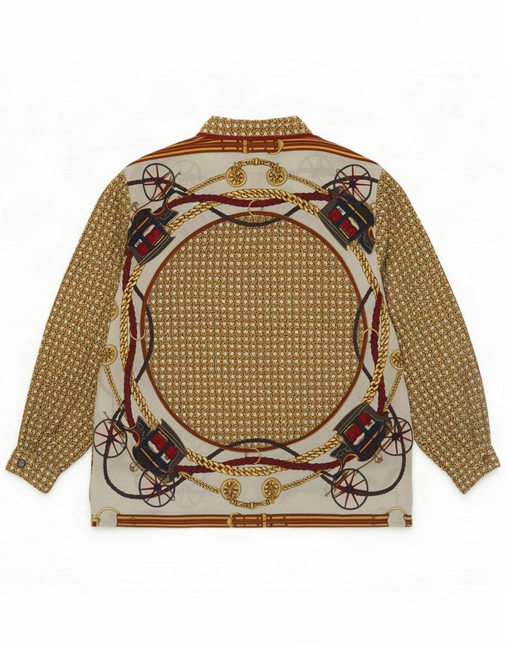 Blusa camisera vintage con estampado abstracto para mujer UK 46 Grande Multicolor