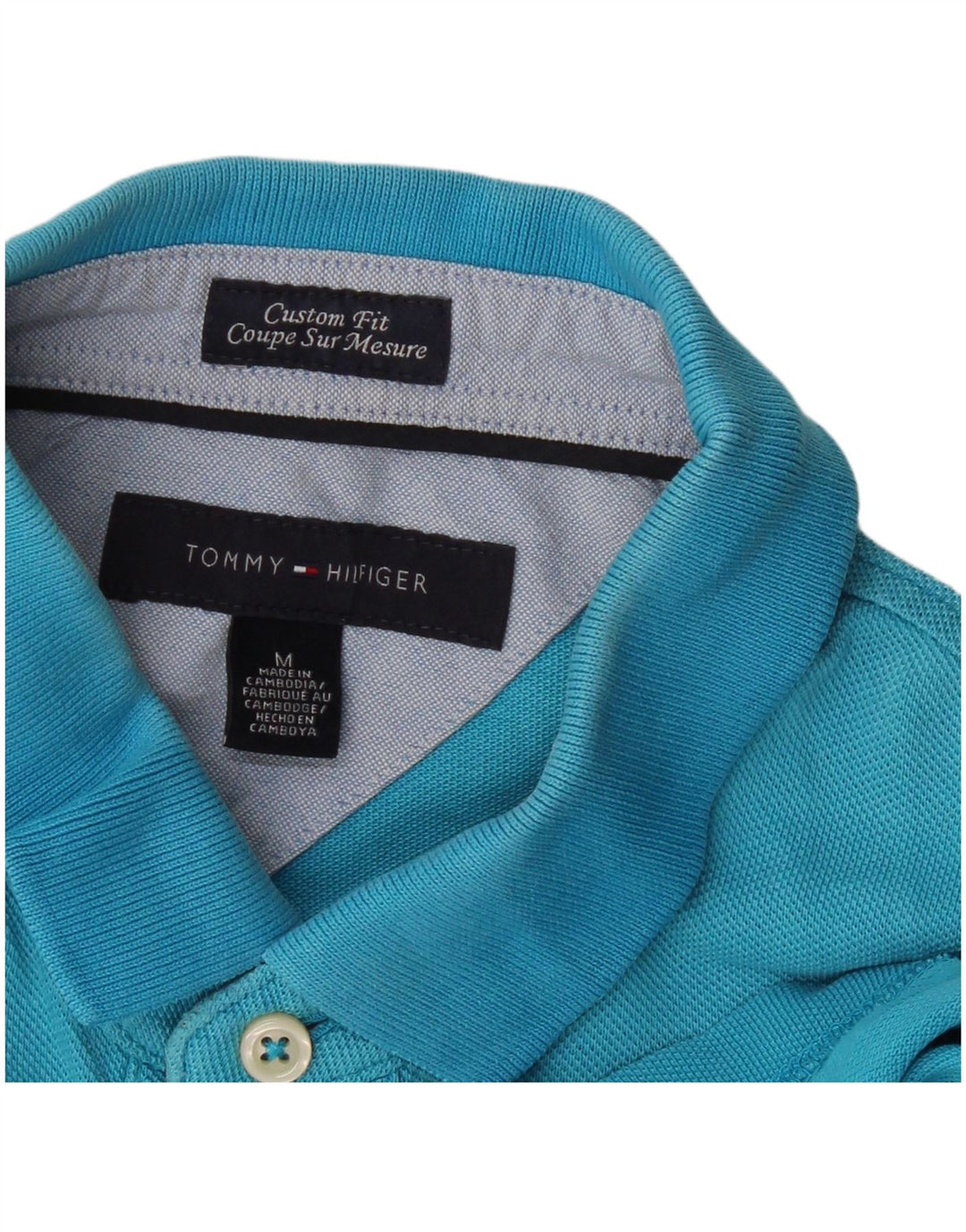 TOMMY HILFIGER Polo de ajuste personalizado para hombre Azul medio