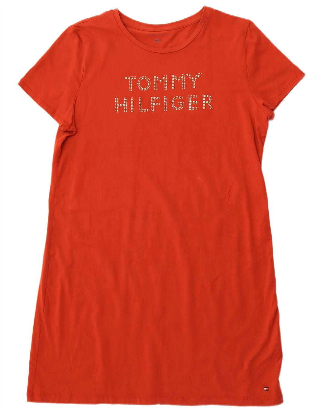 TOMMY HILFIGER Vestido camisero gráfico para mujer UK 40 XL Algodón naranja