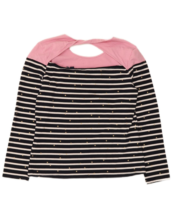 Superdry Mujer Top Manga Larga UK 40 Medio Azul Marino Rayas Algodón