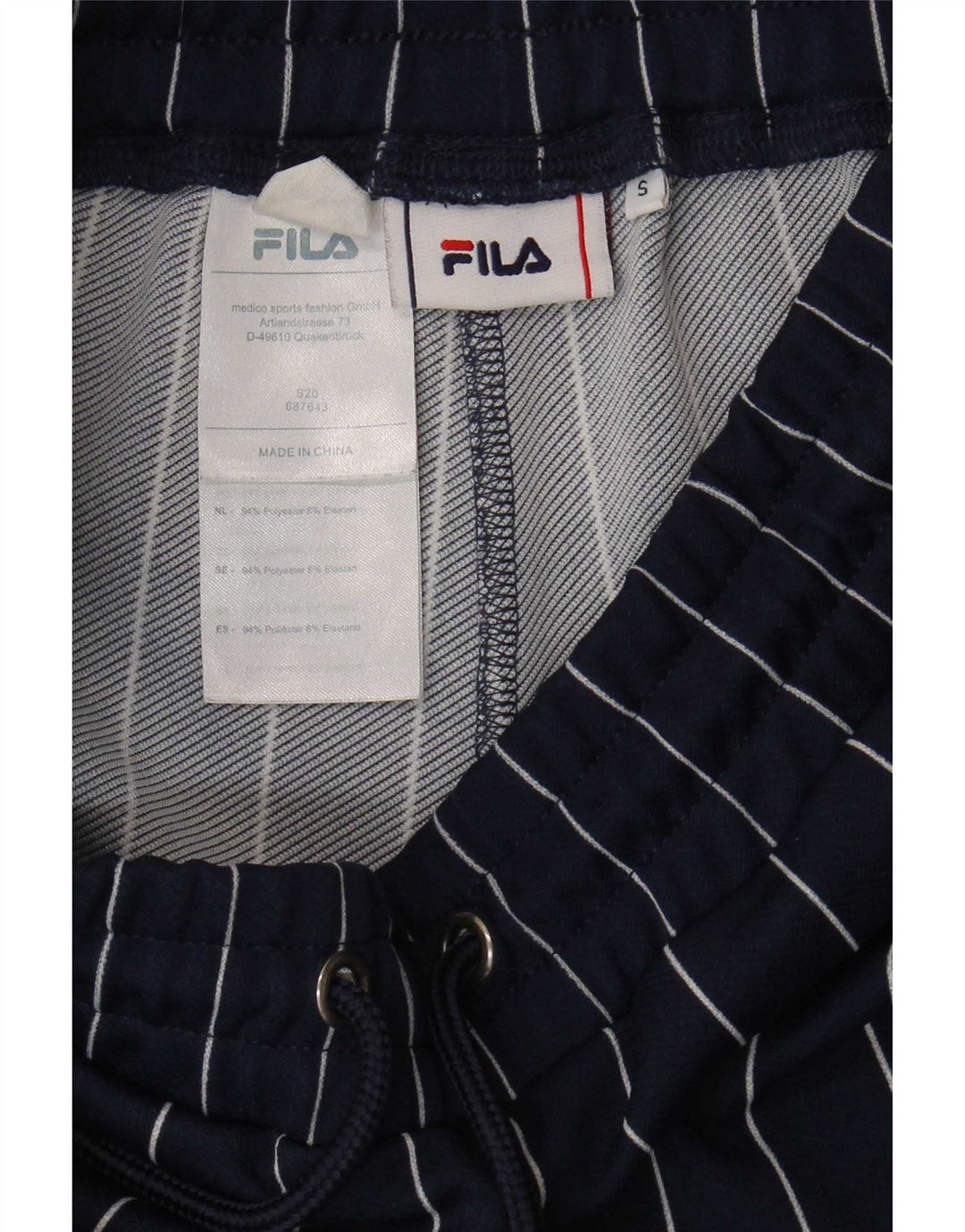 Fila Mens Graphic Sport Shorts Small Azul Marino Rayas Poliéster