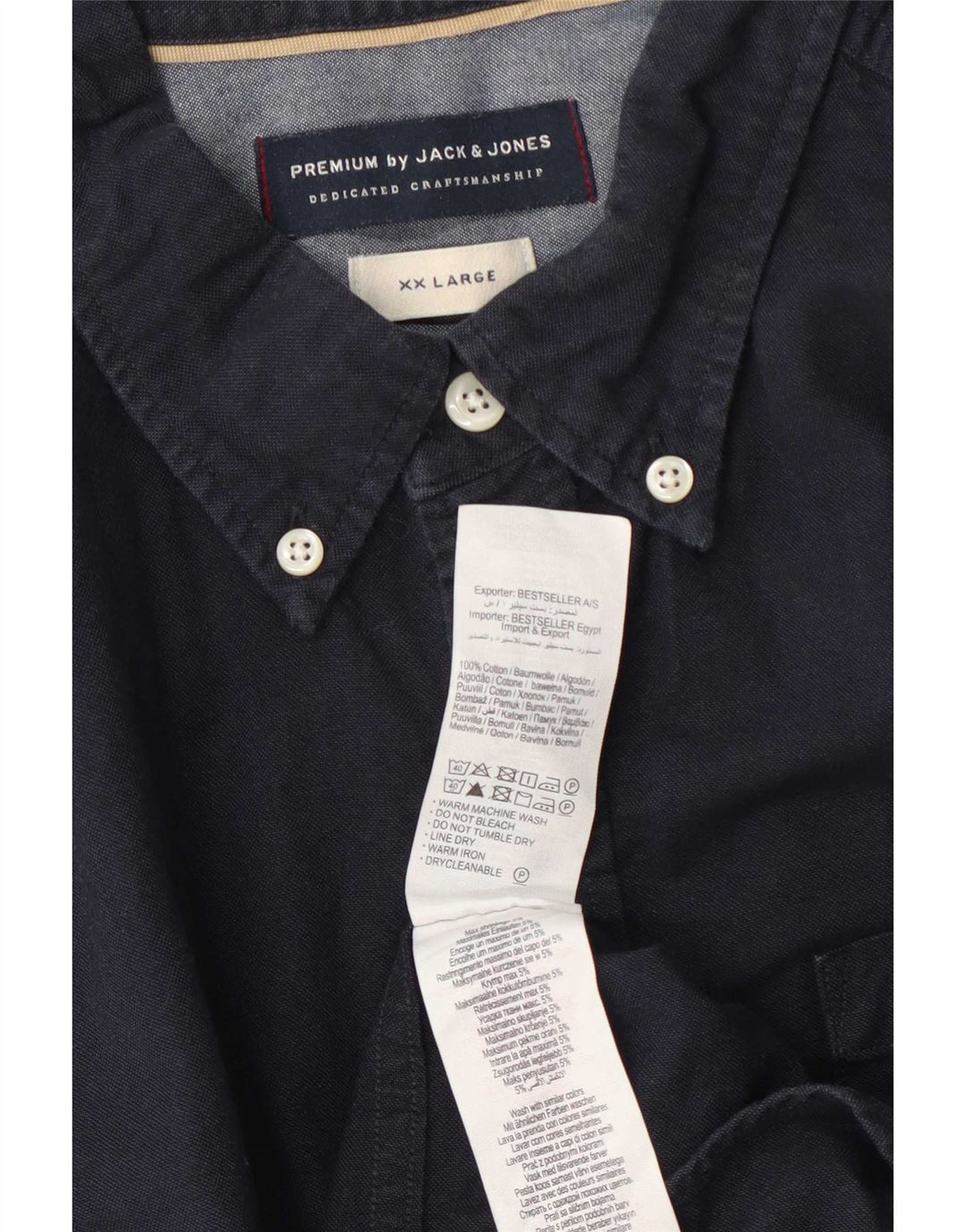 Camisa Jack & Jones Hombre 2XL Azul Marino Algodón