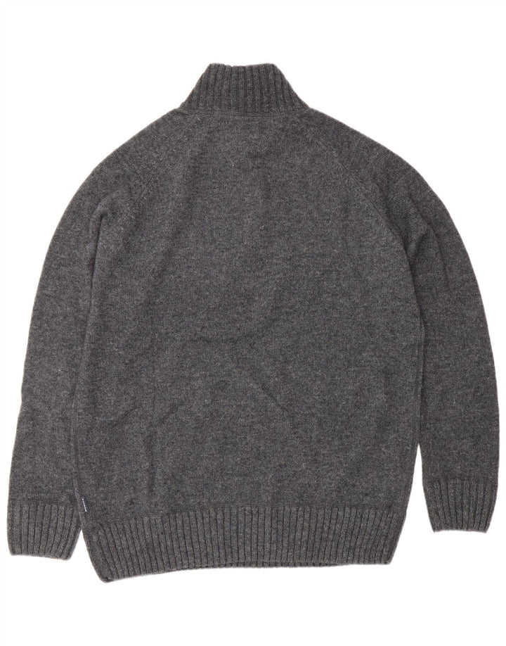 Howick Suéter tipo jersey con cuello y cremallera para hombre, lana gris grande