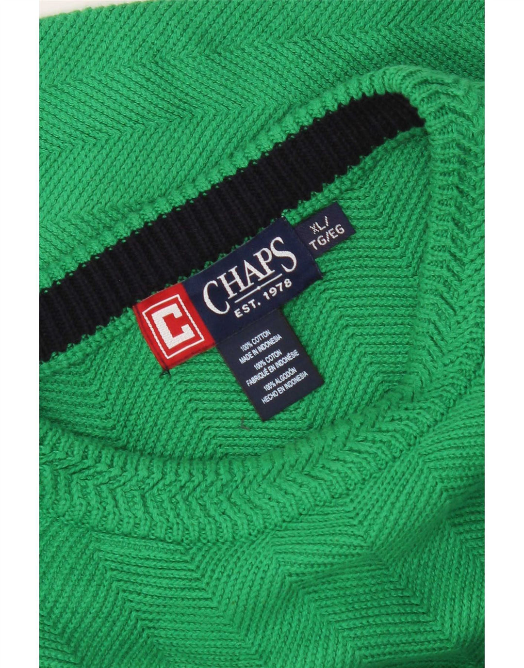 Chaps Hombre Cuello Redondo Jersey Jersey XL Verde Espiga Algodón