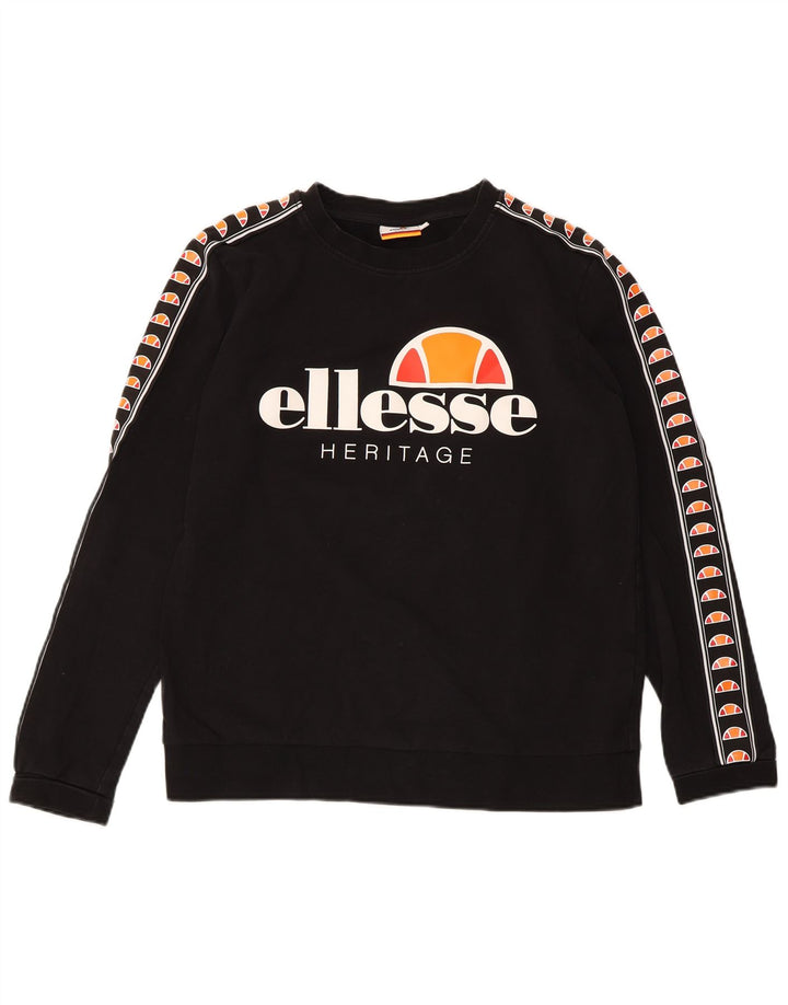 ELLESSE Sudadera con gráfico Heritage para mujer, talla 44, talla M, color negro