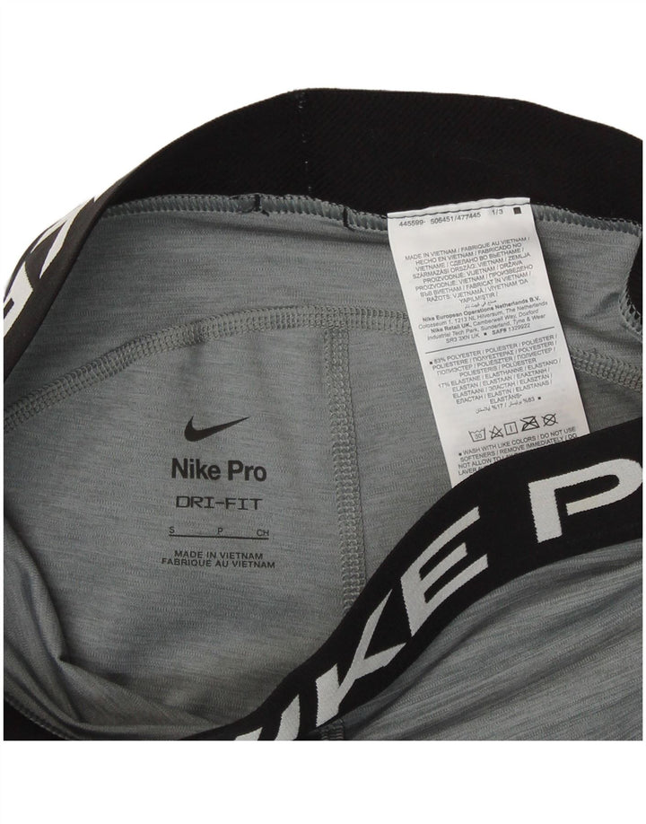 NIKE Pantalones cortos deportivos Dri Fit Graphic para mujer UK 10 Pequeño poliéster gris