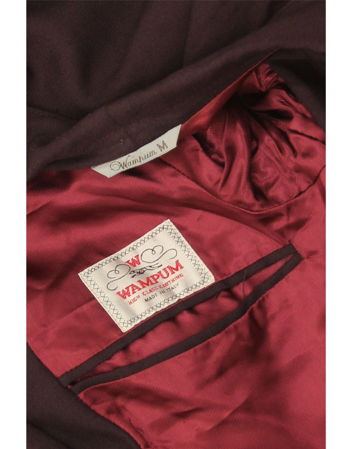 Wampum Chaqueta tipo blazer de 2 botones para hombre UK 38 Medium Borgoña Viscosa