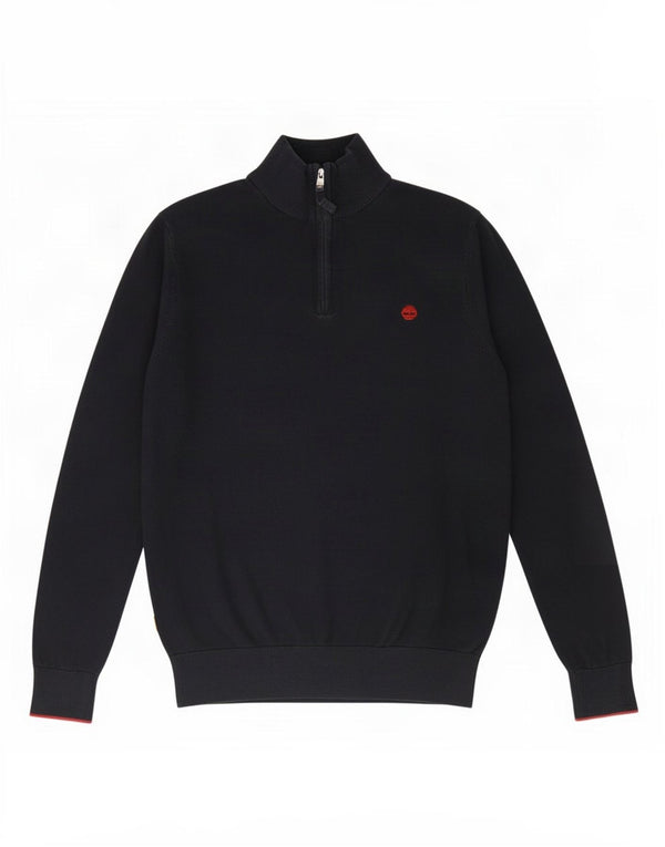 Timberland Hombre Zip Neck Jumper Suéter Pequeño Algodón Azul Marino