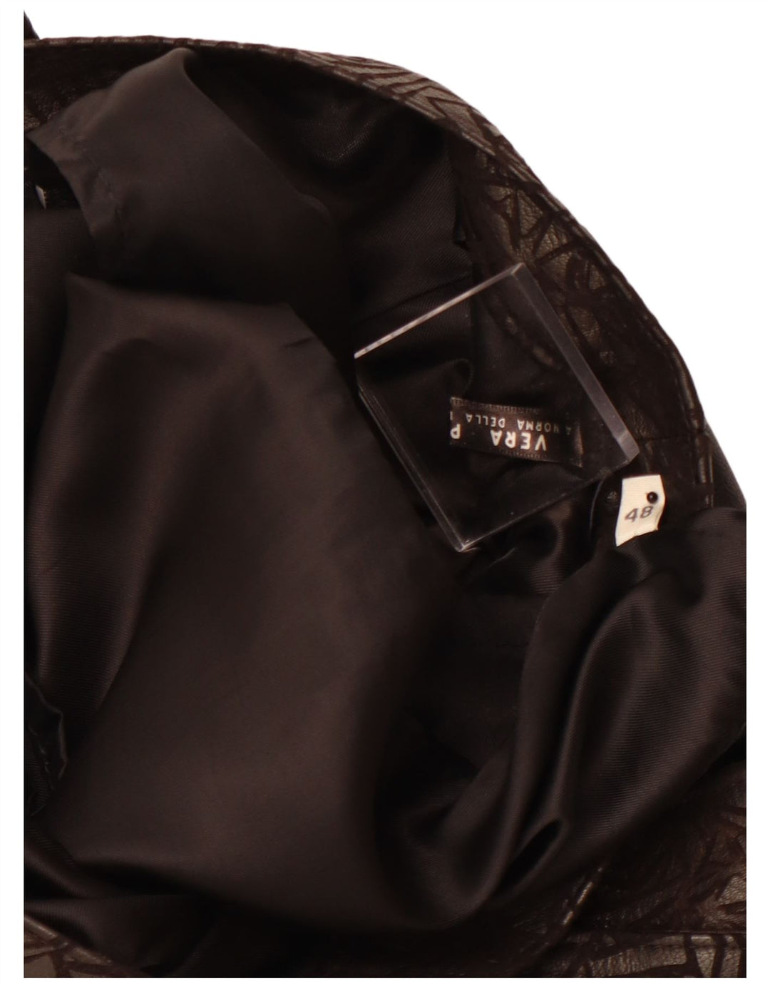 VINTAGE Falda de cuero para mujer W30 Cuero geométrico negro medio