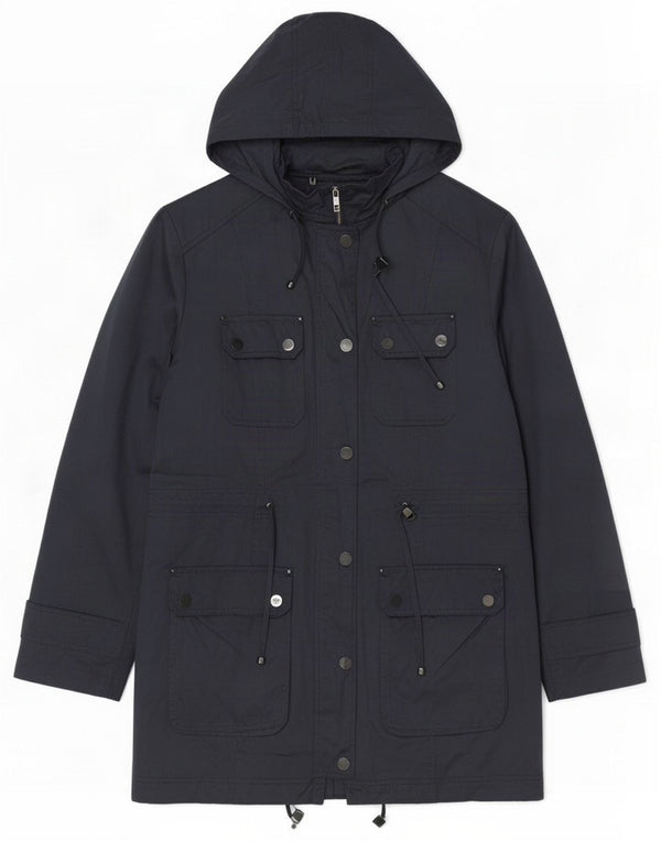 Chaqueta parka con capucha Marks & Spencer Autograph para mujer UK 10 Small Azul marino