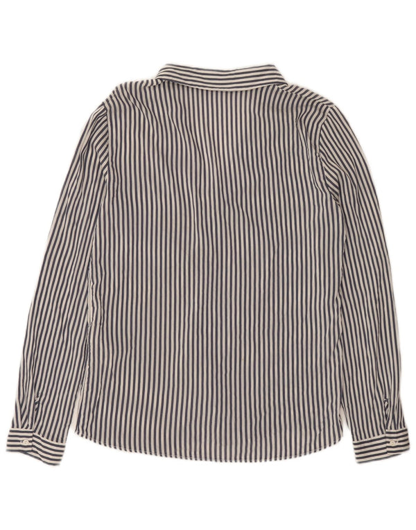 Zara Mujer Camisa Holgada UK 6 XS Viscosa De Rayas Azules