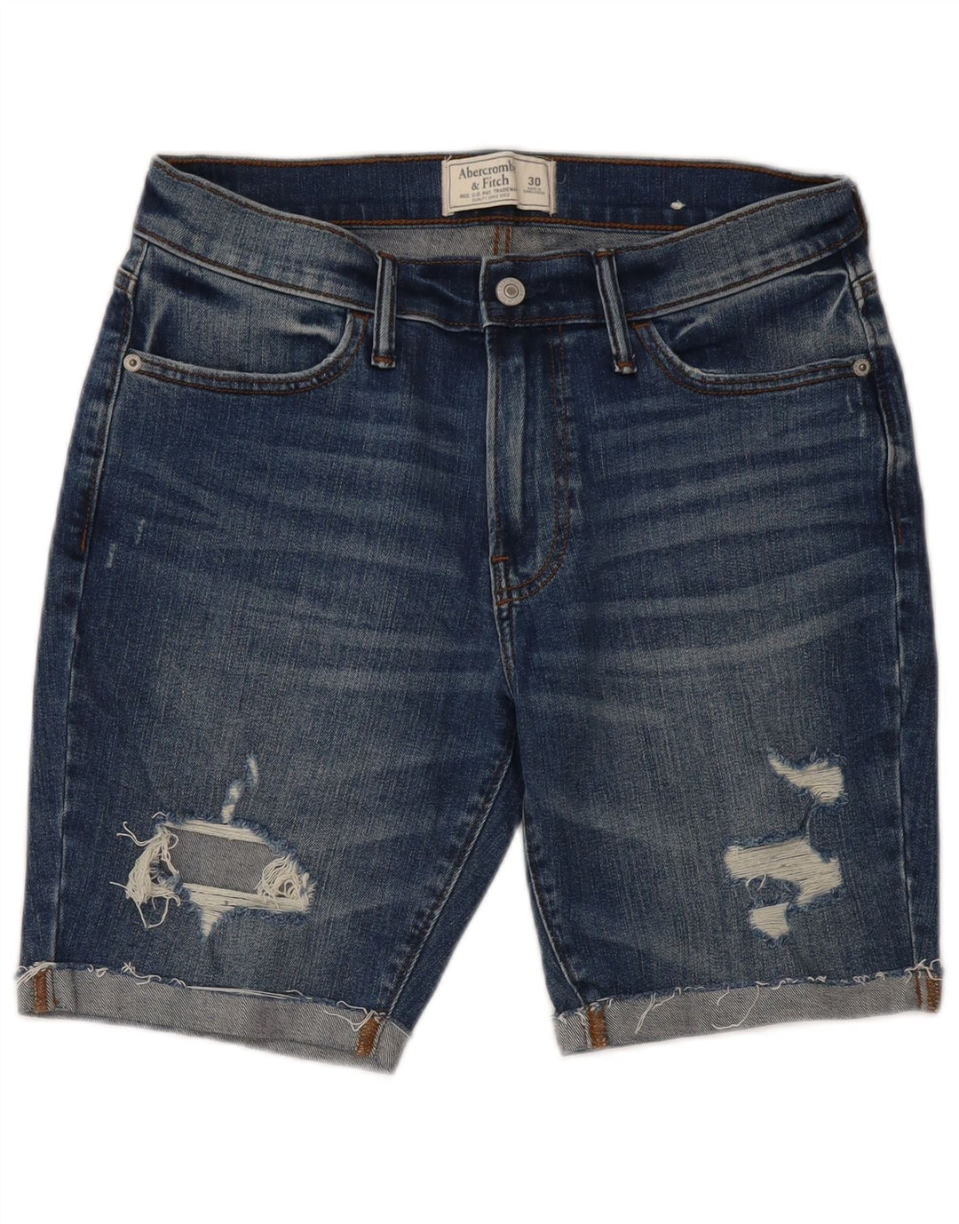 Abercrombie & Fitch Shorts De Mezclilla Desgastados W30 Algodón Azul Medio