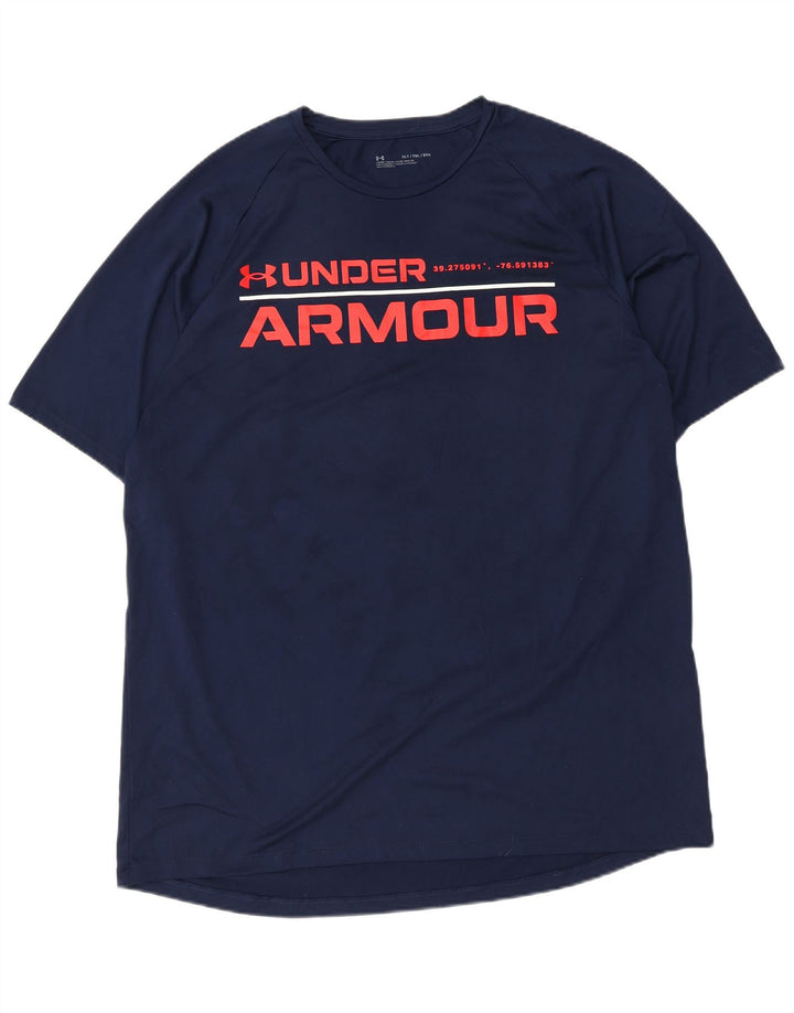 UNDER ARMOUR Camiseta gráfica alta para hombre Top XL Poliéster azul marino