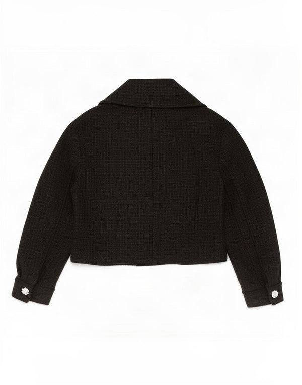 Zara Mujer Crop 3 Botones Blazer Chaqueta UK 6 XS Acrílico Negro