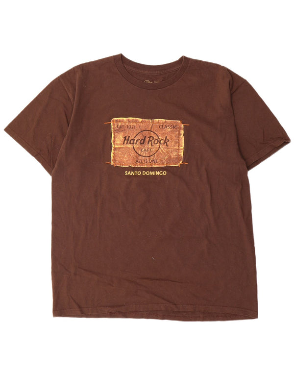Hard Rock Cafe Hombres Santo Domingo Camiseta Gráfica Top Grande Algodón Marrón