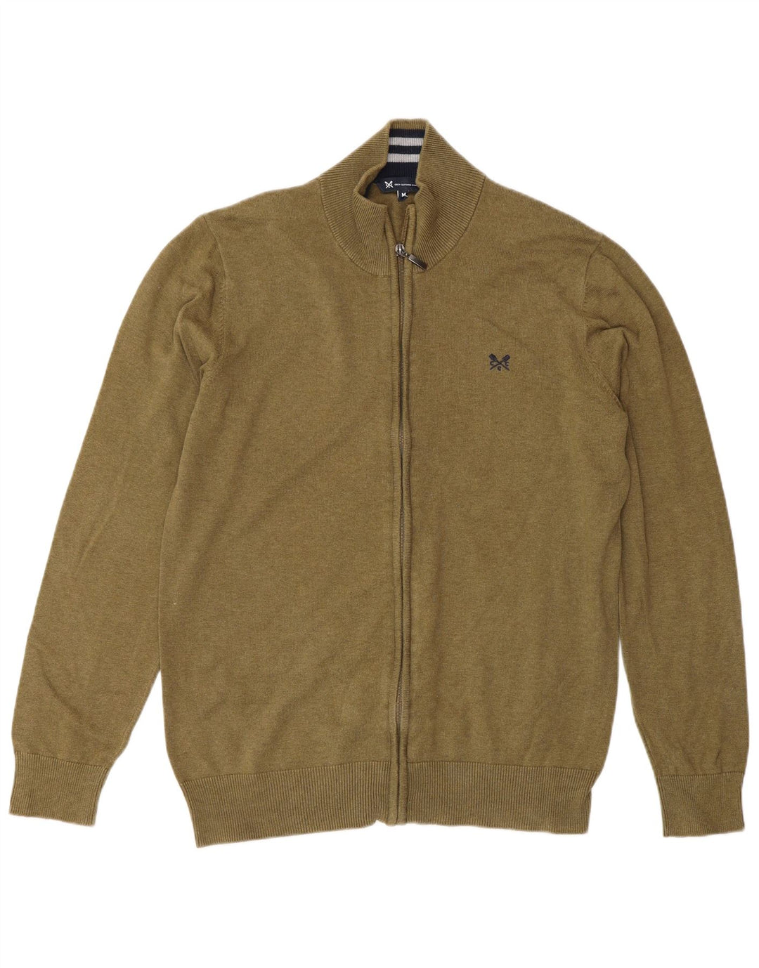 Crew Clothing Suéter tipo cárdigan para hombre Algodón caqui medio