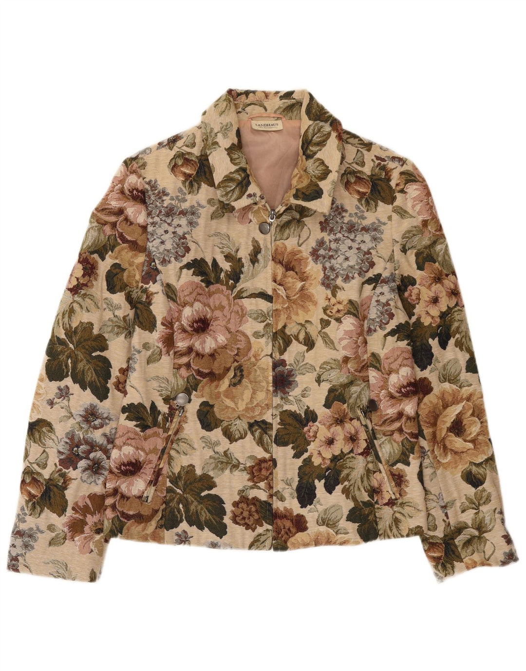 Landhaus Chaqueta tipo blazer con cremallera completa para mujer EU 40 Poliéster floral beige medio