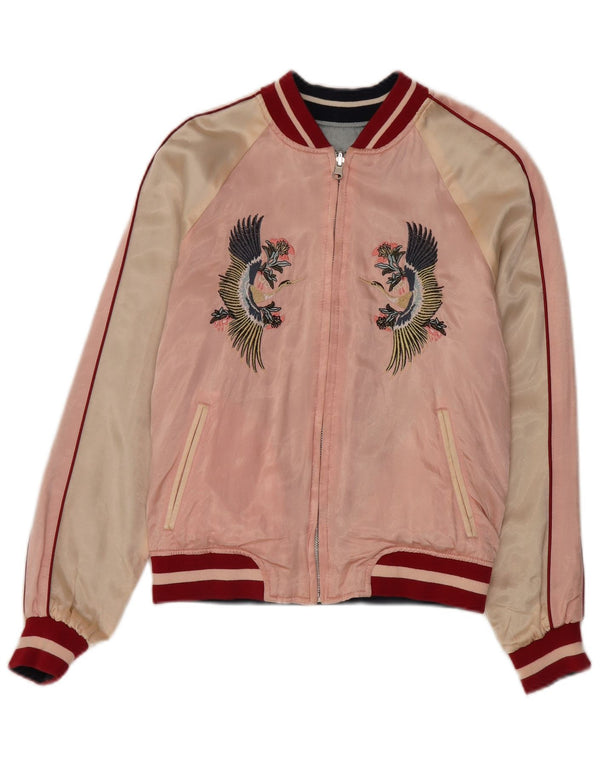 Topshop Chaqueta bomber gráfica Okinawa para mujer UK 8 Small Pink Floral