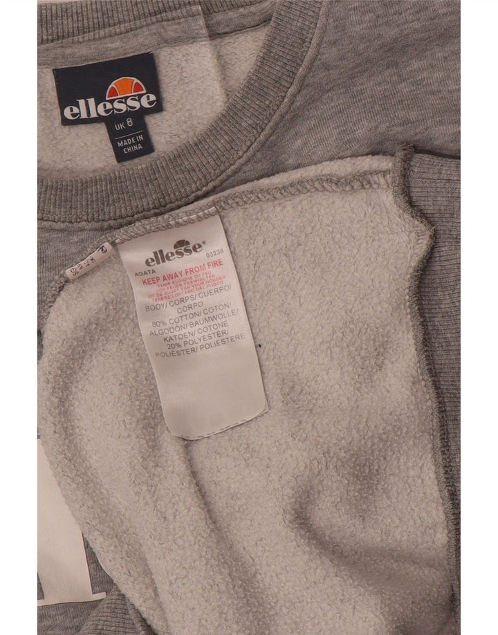 Ellesse Sudadera de gran tamaño con estampado gráfico para mujer UK 8 Small Gris Algodón