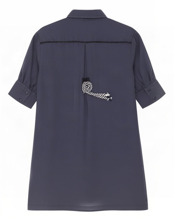 Sportmax Vestido acampanado de manga corta para mujer UK 40 Small Azul marino