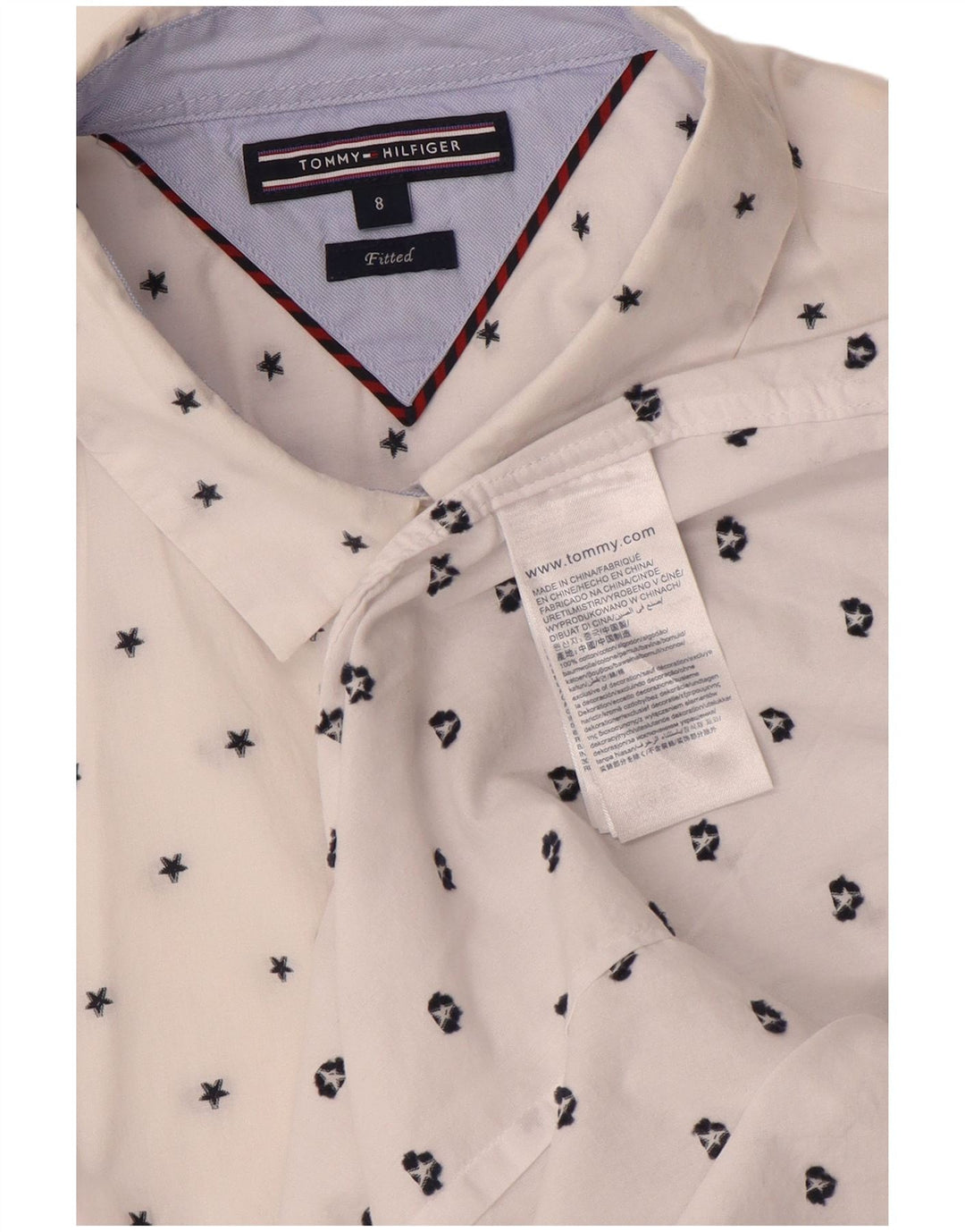 Tommy Hilfiger Camisa para mujer US 8 Mediana Algodón manchado blanco