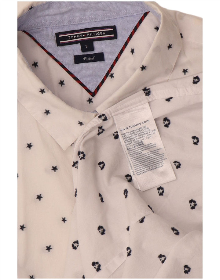 Tommy Hilfiger Camisa para mujer US 8 Mediana Algodón manchado blanco