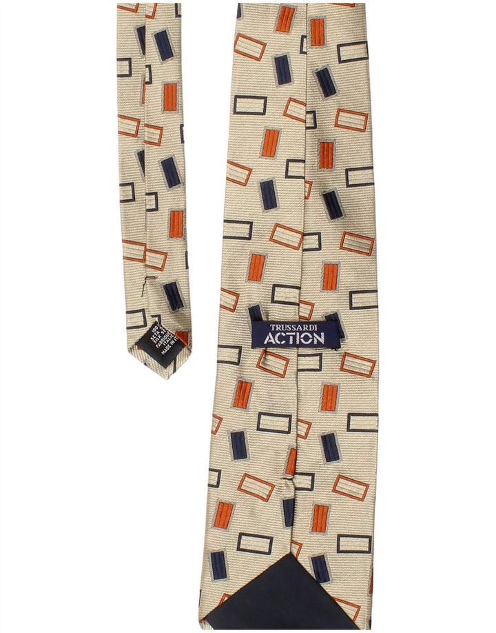 Corbata Hombre Trussardi Talla Única Seda Geométrica Beige Clásica