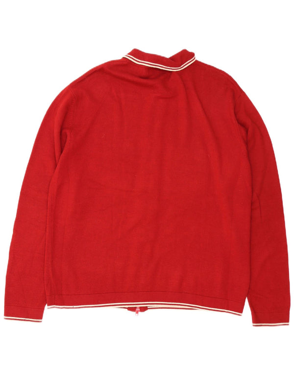 French Connection Suéter tipo cárdigan para hombre XL Lana roja