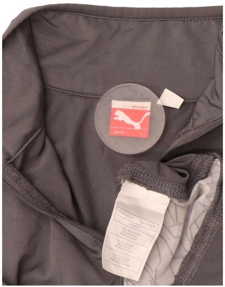 PUMA Chándal con cremallera y cuello para niños de 11 a 12 años, talla grande, gris