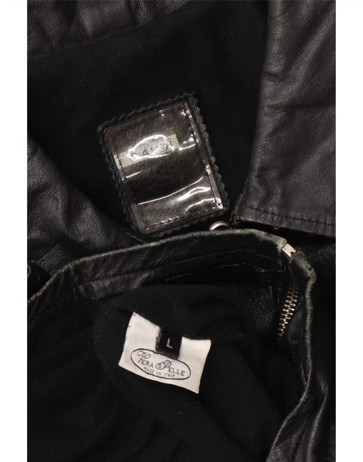 Chaqueta de cuero para mujer Gaudí UK 46 Grande Negro