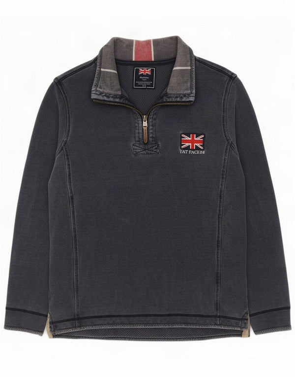 Fat Face Sudadera con cuello y cremallera para hombre Jersey de algodón azul grande