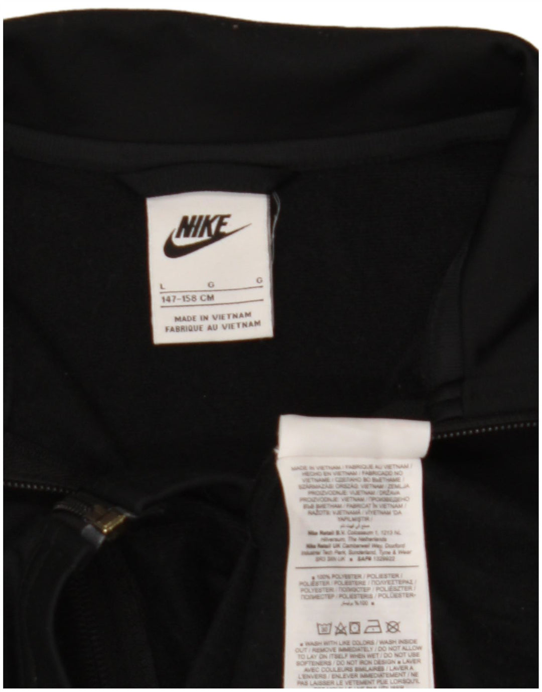 NIKE Chaqueta de chándal para niña 12-13 años Grande Negro Poliéster