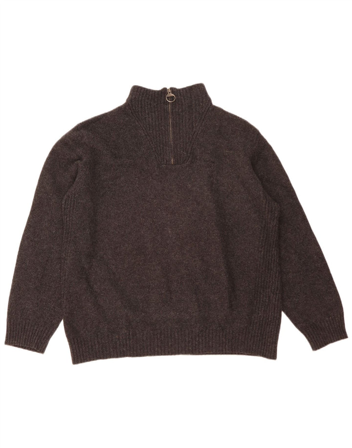 Barbour Suéter tipo jersey con cremallera y cuello para mujer UK 20 2XL Lana gris