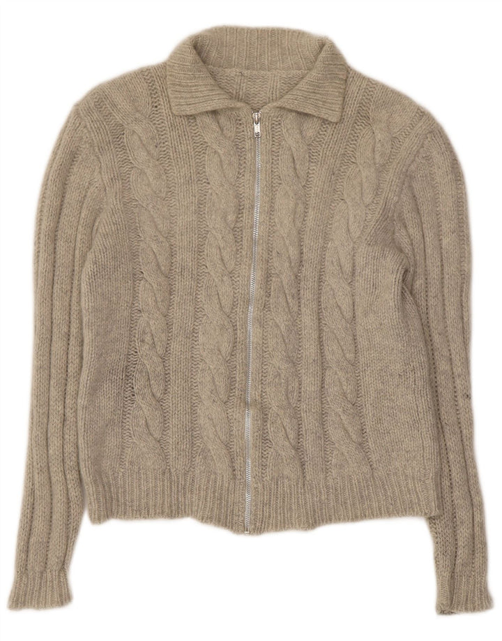 Vintage mujer Cardigan suéter Reino Unido 10 pequeño gris