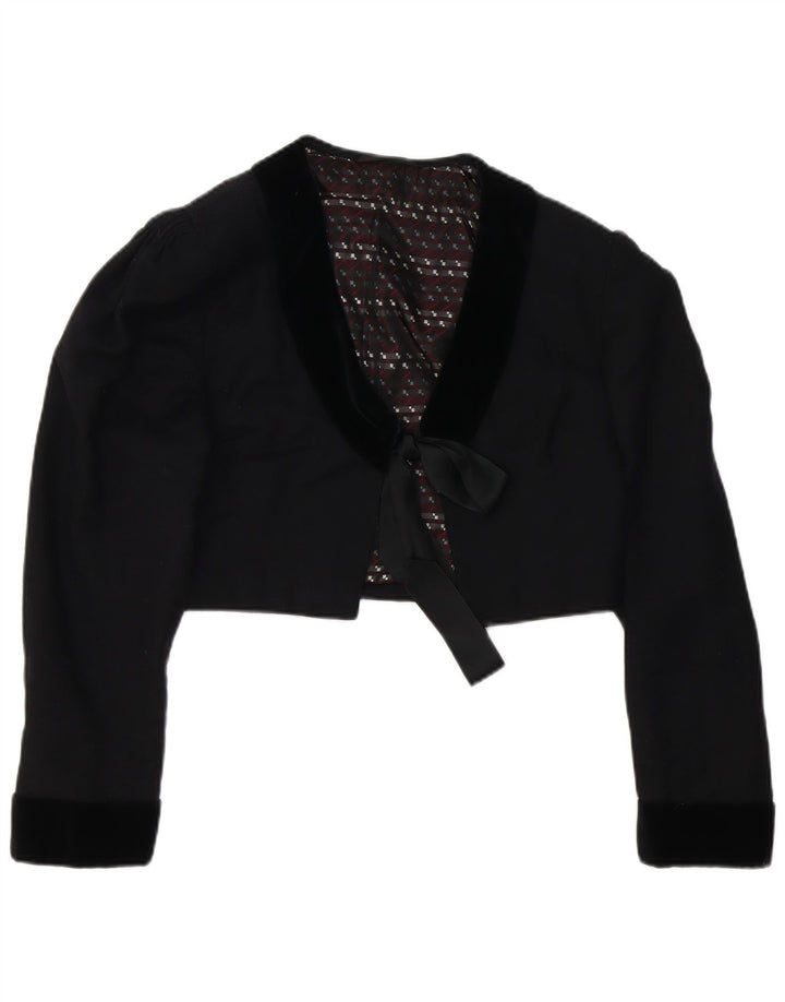 Vintage mujer crop bolero chaqueta Reino Unido 14 medio negro