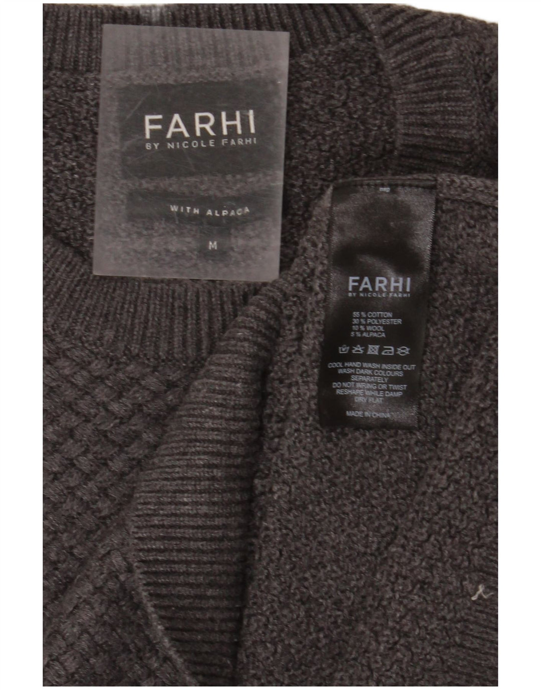 FARHI Jersey de cuello redondo para hombre de algodón gris medio